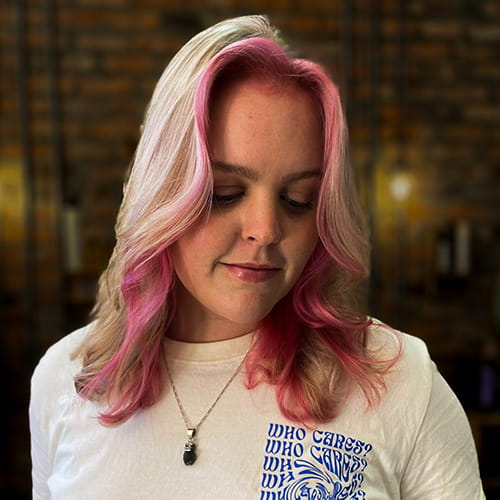 White with Pink hair